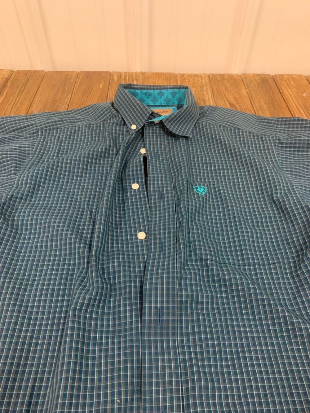 Ariat Men's Blue Teal Grid Button-Down Shirt